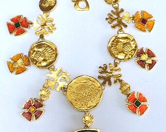 MINT Vintage 1990s Yves Saint Laurent Statement Necklace. Colorful