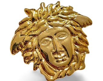 Vintage Gianni Versace Gold Tone Medusa Head Brooch – Made in Italy. 070906m1