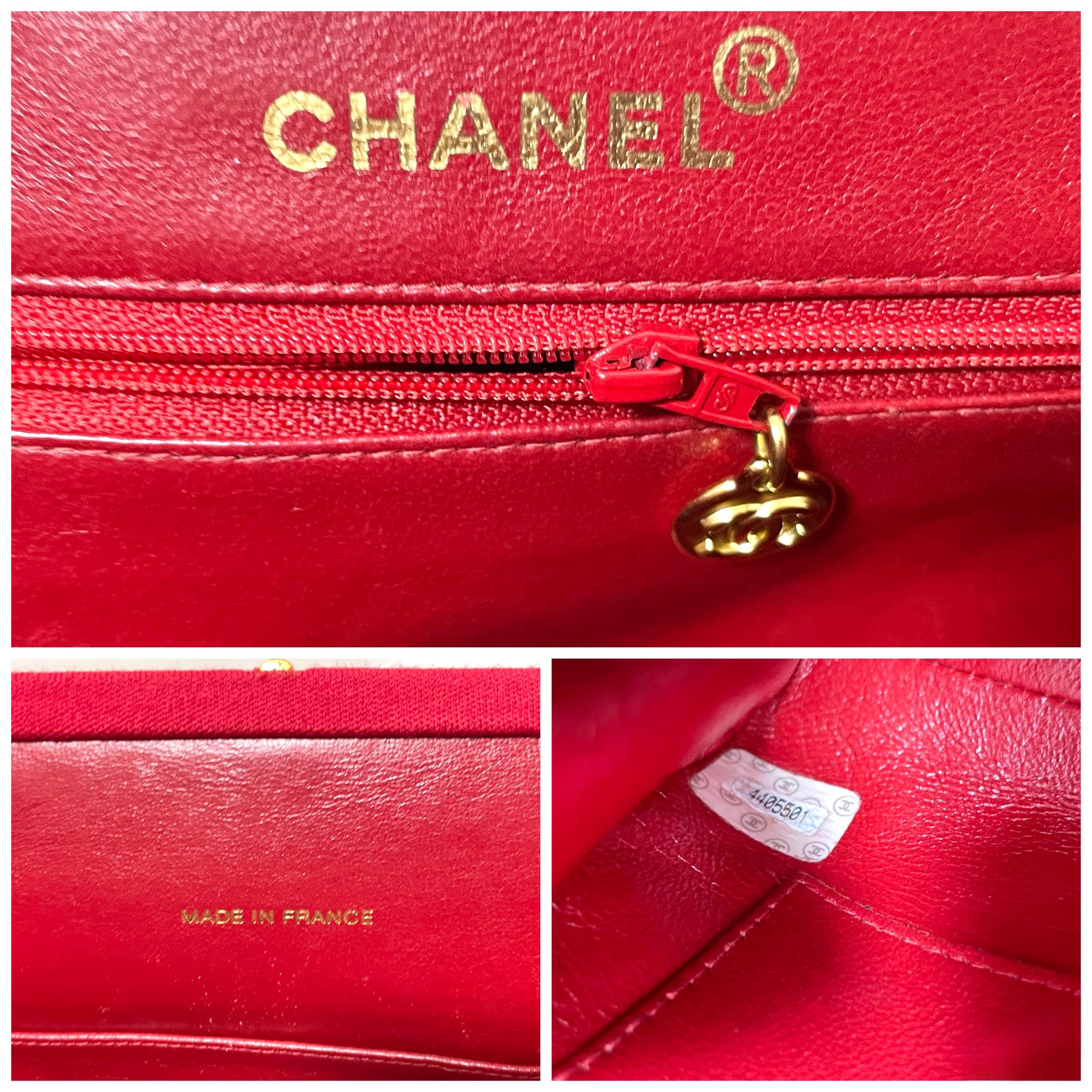 Vintage CHANEL Lipstick Red Wool Jersey Shoulder Bag With Gold