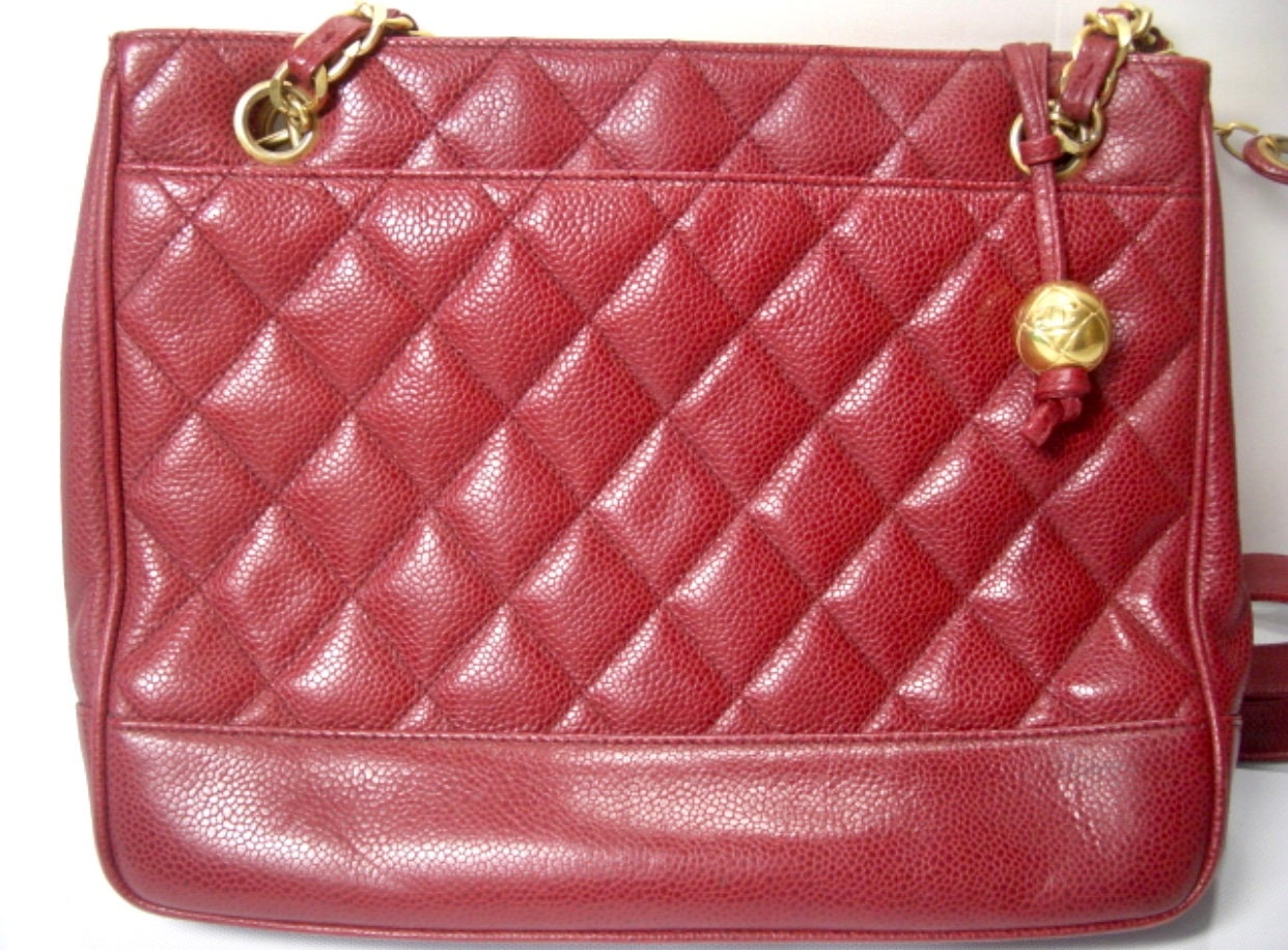 Authentic 2012 Chanel Istanbul Soft Caviar Tote Burgundy Leather Handbag