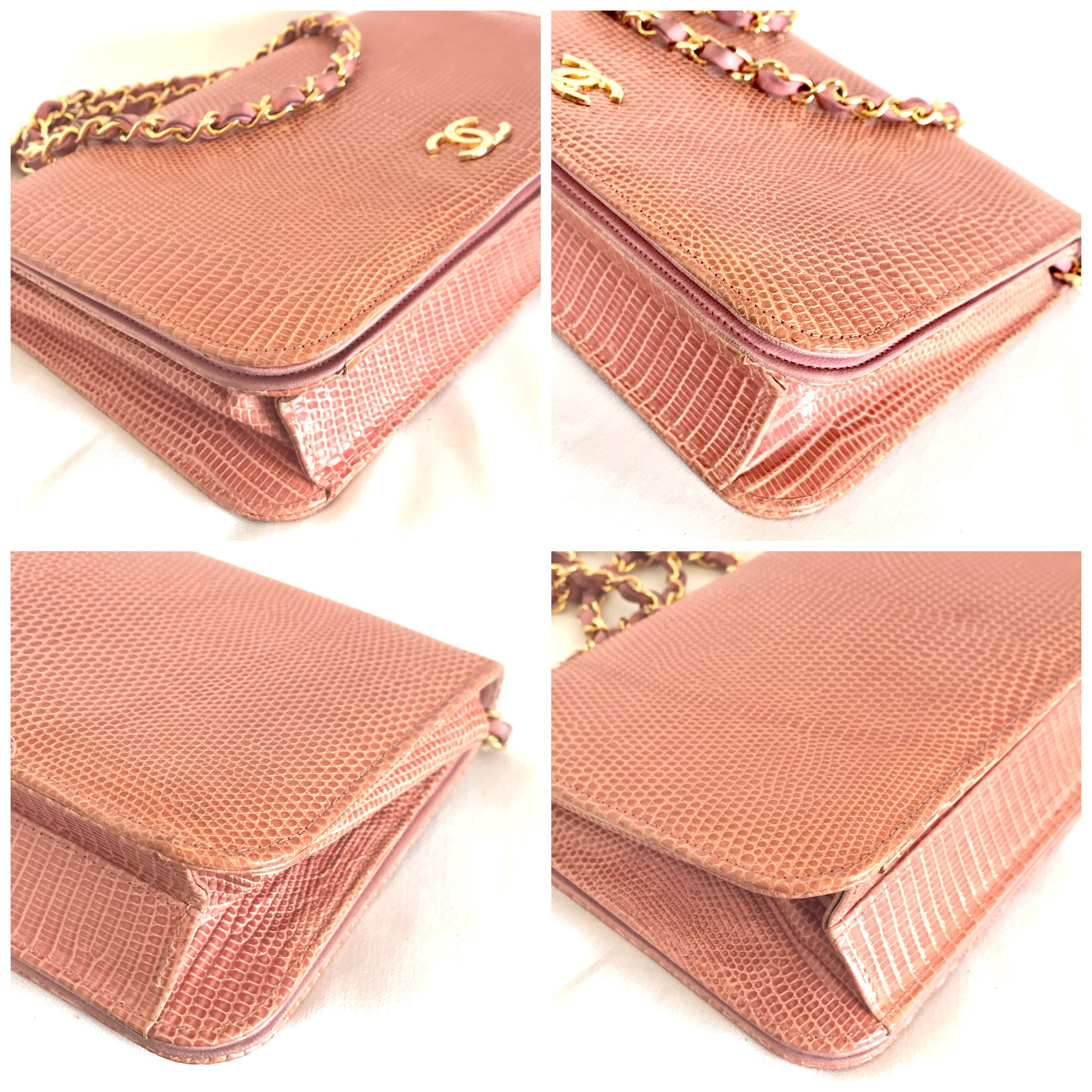 Vintage CHANEL Milky Pink Genuine Lizard Leather 2.55