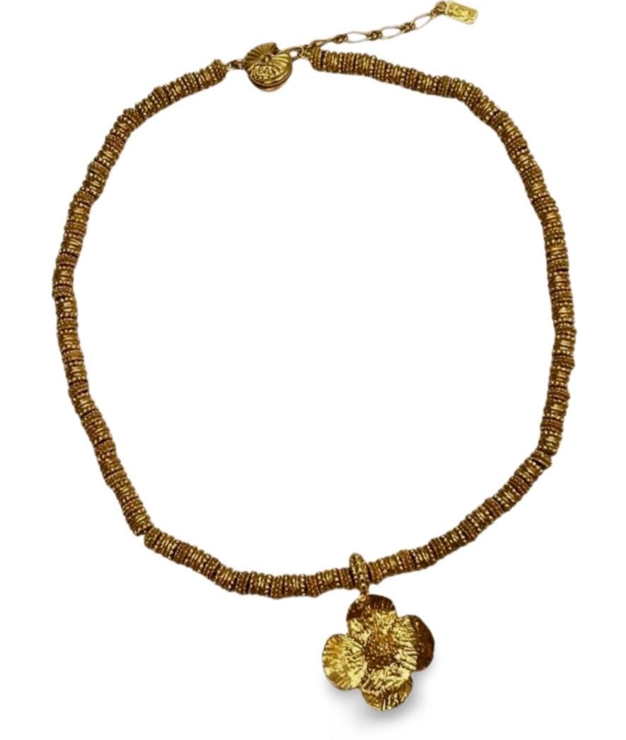 SAINT LAURENT ビーズネックレス 1990s Vintage Yves Saint Laurent Beaded Necklace With Flower
