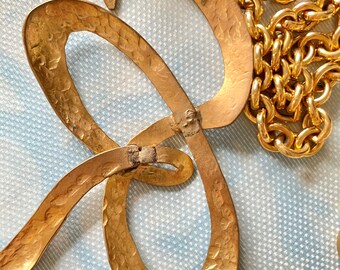 Vintage Sonia Rykiel Golden Chain Necklace With Large Logo