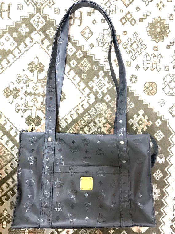 Mcm Large Tote Bag MCM Monogram Large Shoulder Black 