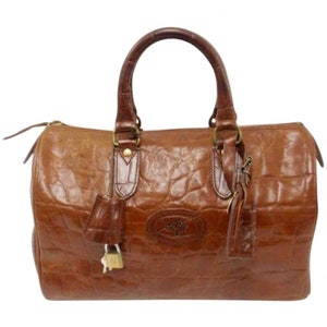 Vintage Mulberry brown croc embossed leather speedy style handbag.Classic purse by Roger Saul. 050320r8