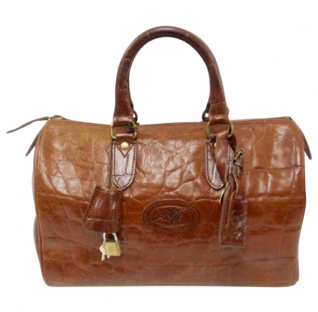 Vintage Mulberry brown croc embossed leather speedy style handbag.Classic purse by Roger Saul. 050320r8