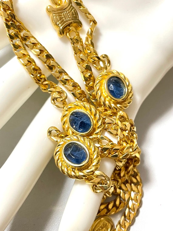 Vintage Celine gold chain long necklace with trio… - image 8
