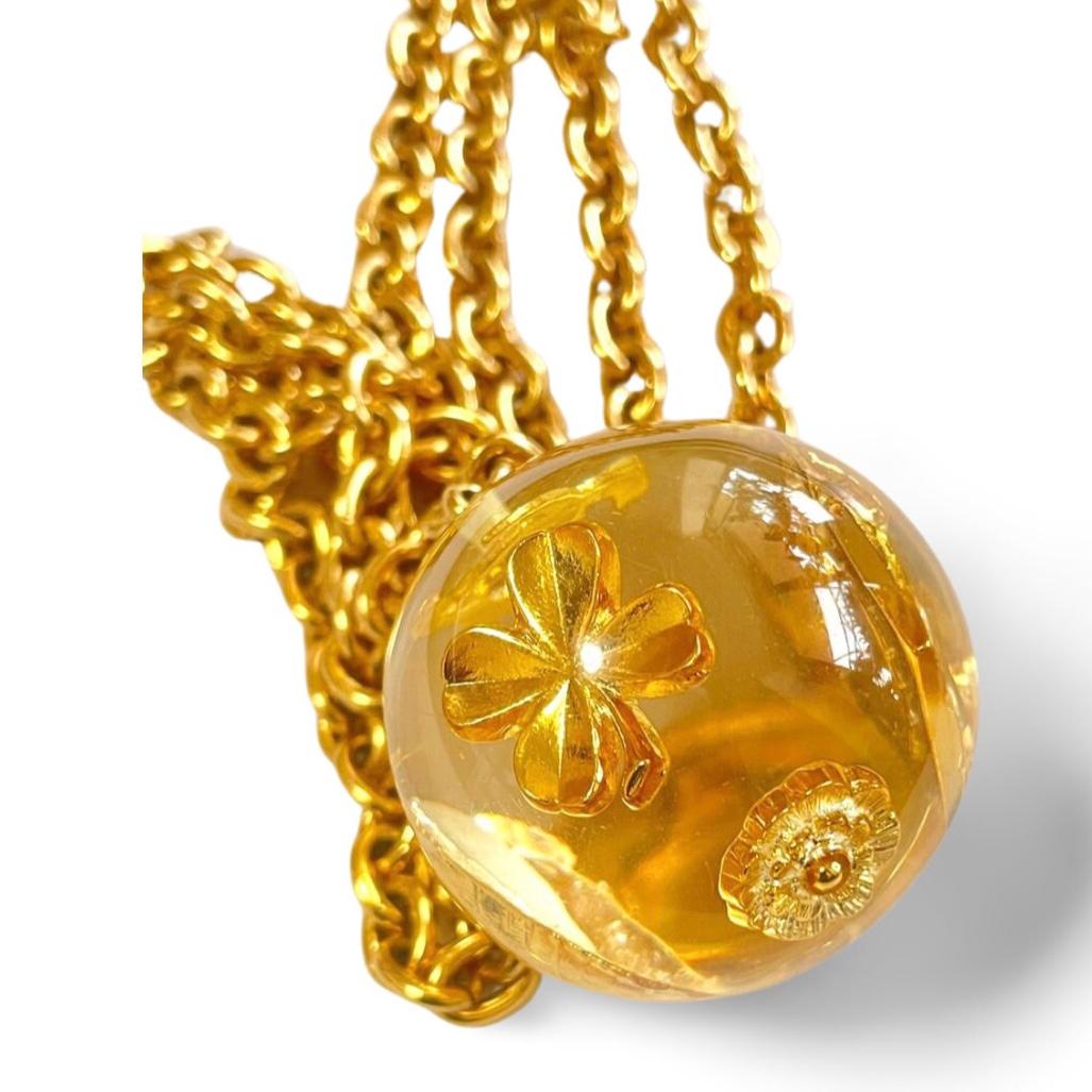 Vintage CHANEL 90s Long Chain Necklace With Resin Ball & Iconic