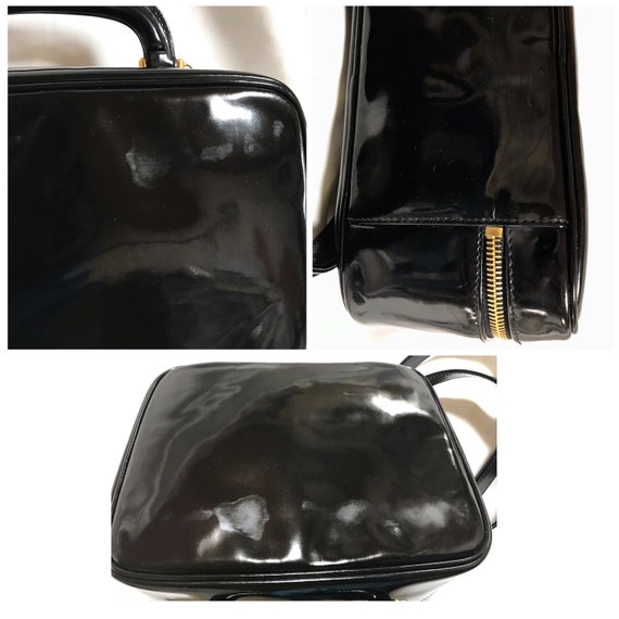 Vintage CHANEL patent enamel vanity bag, lunchbox… - image 6