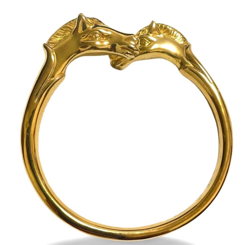 Vintage Hermes Golden Double Horse Head Design Bangle