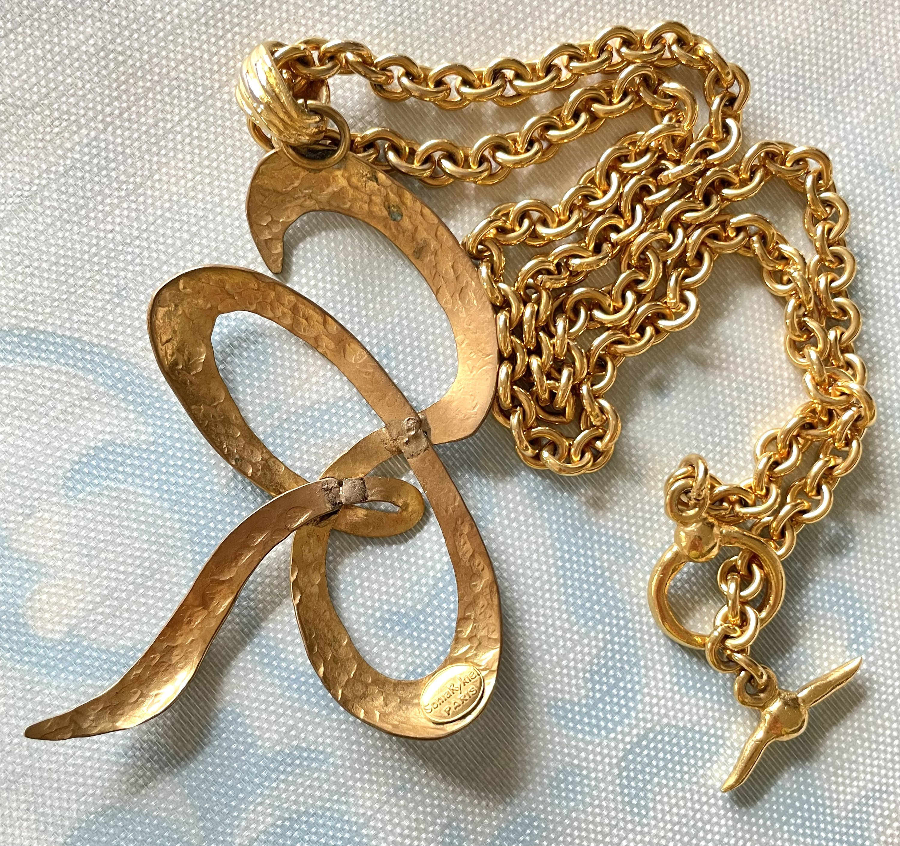Vintage Sonia Rykiel Golden Chain Necklace With Large Logo