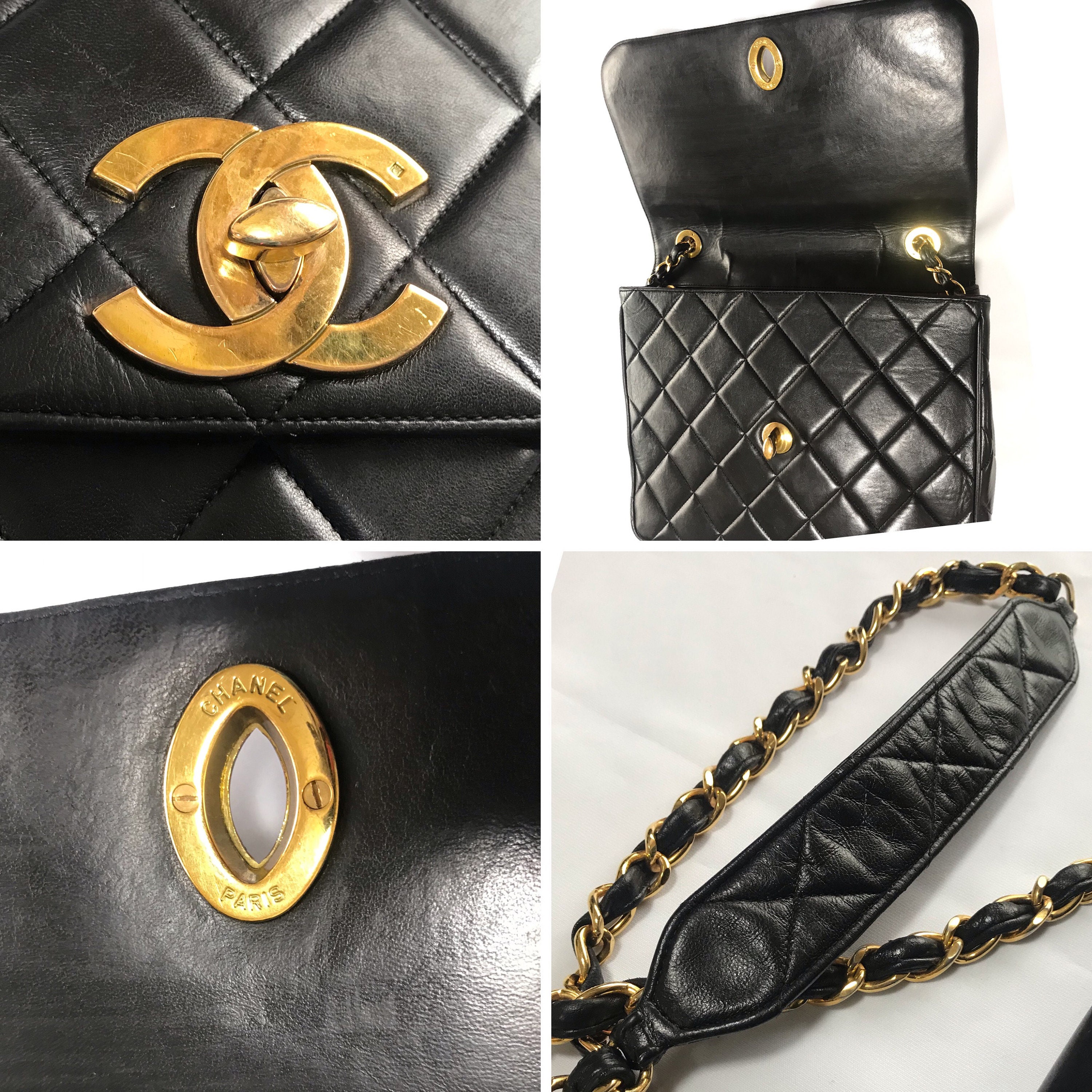 CHANEL, VINTAGE 2.55 FLAP BAG BLACK LAMBSKIN WITH GOLD HARDWARE, CIRCA 1970, Handbags and Accessories, 2020