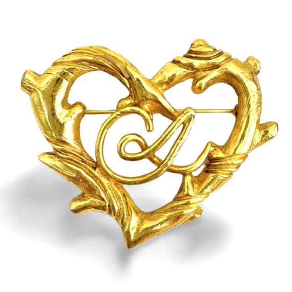 Vintage Christian Lacroix Golden Edwardian Heart and Arabesque