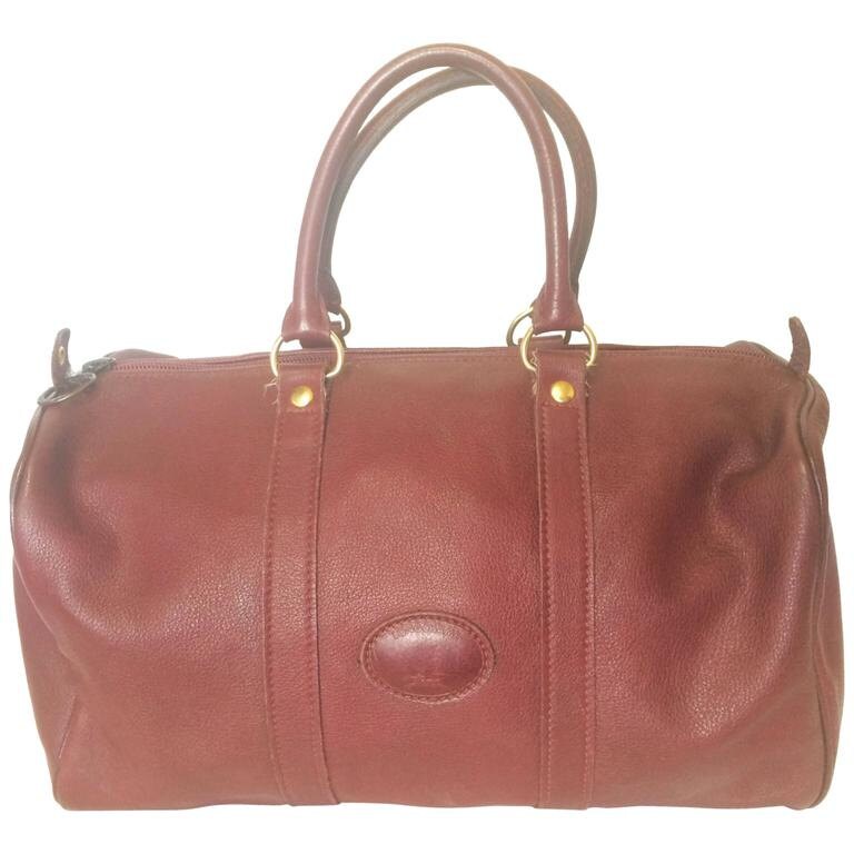 80 s Vintage Longchamp rare dark wine leather duffle bag mini travel purse. Classic bag for unisex use. 061105re2 Etsy