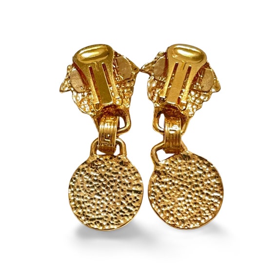 1990s Vintage Gianni Versace Gold-tone Medusa Dangle Earrings
