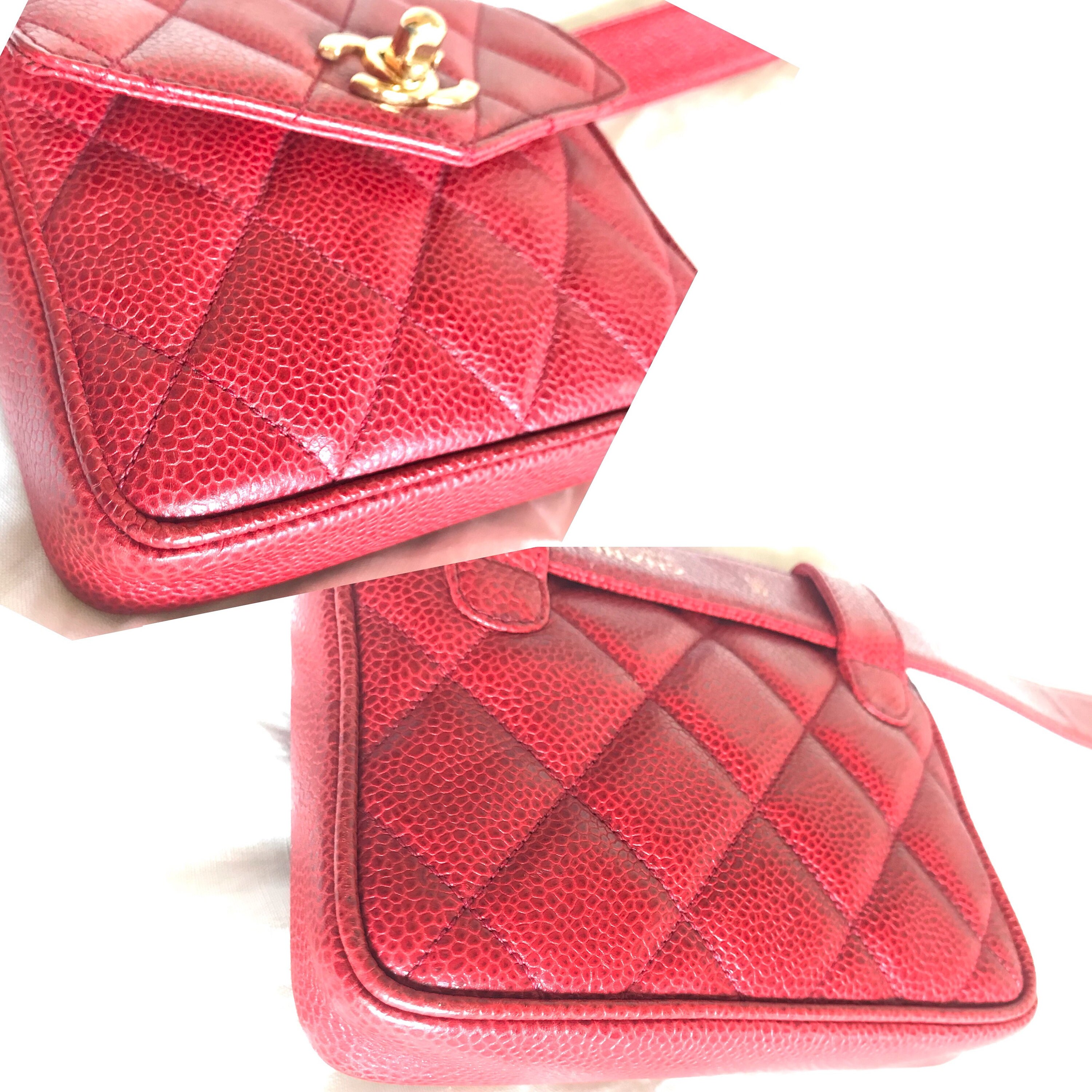 Chanel Red Lambskin Medium-Small Classic 2.55 Double Flap Bag