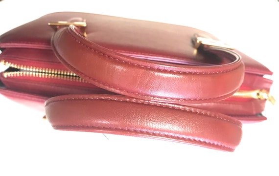 Vintage Valentino Garavani wine leather handbag w… - image 7