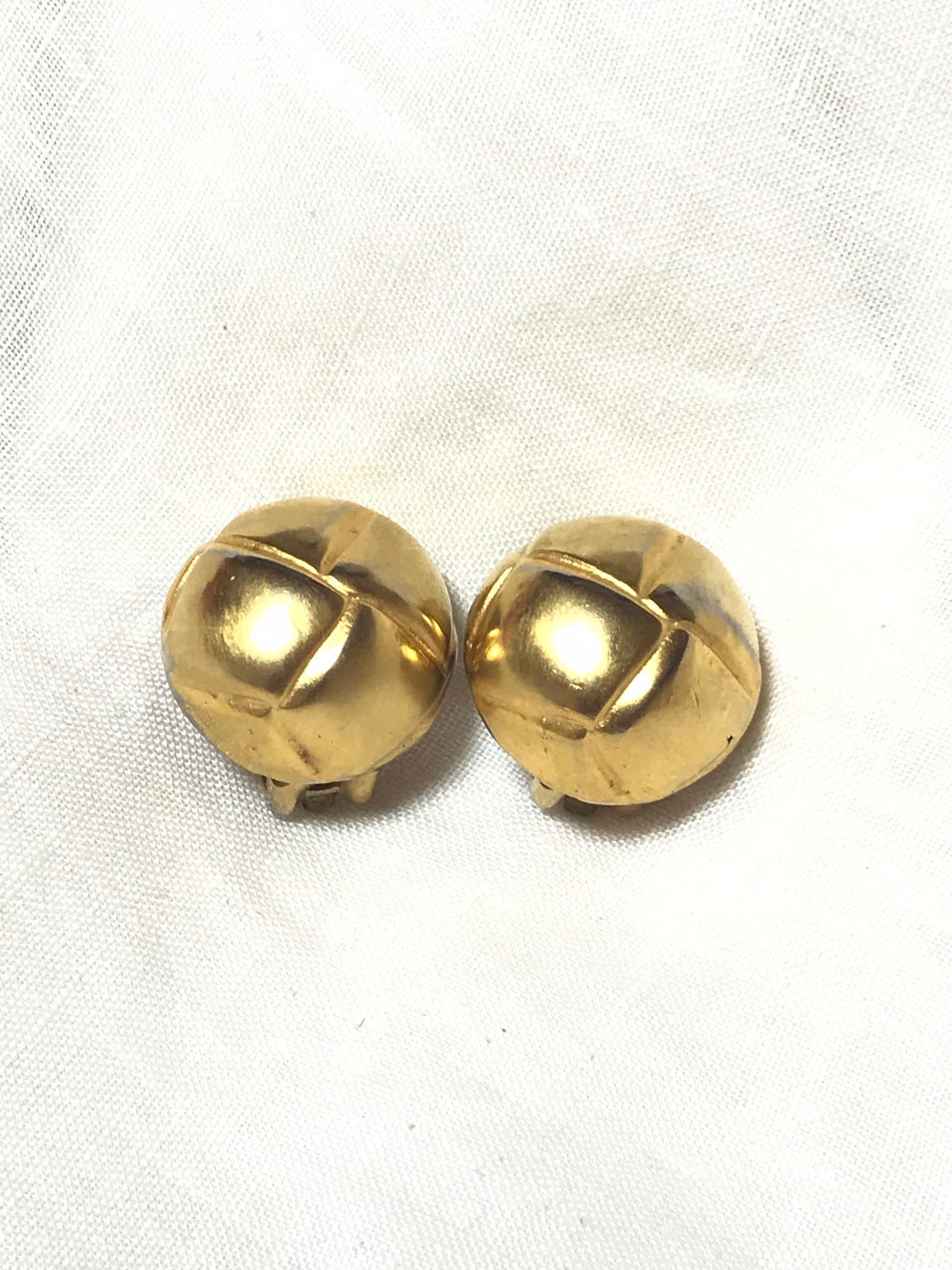 Vintage HERMES Gold Tone Round Earrings With Knot Button | Etsy