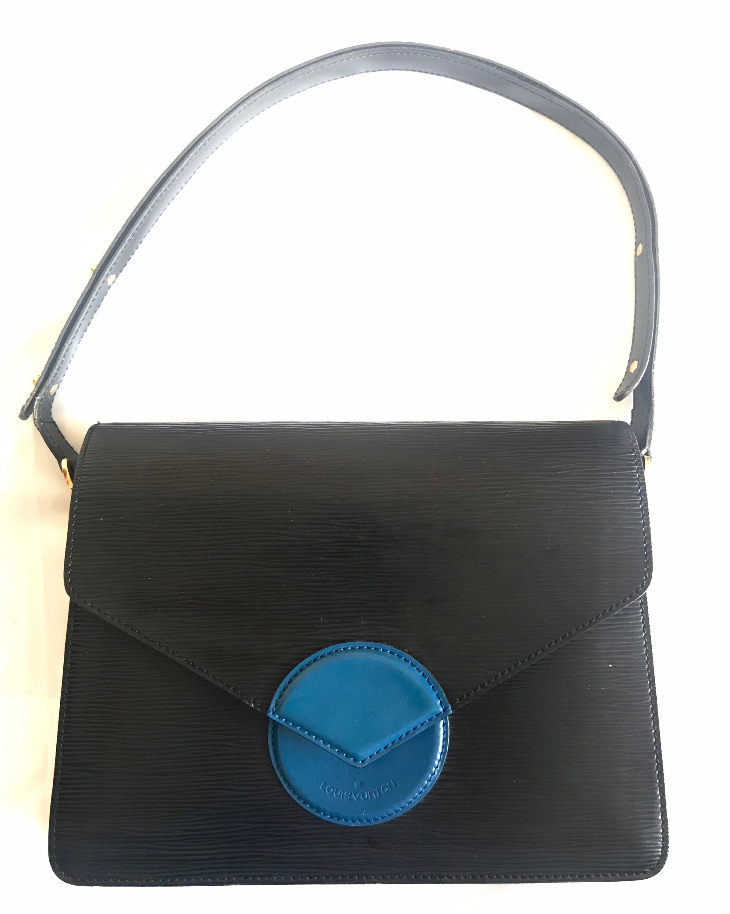 Louis Vuitton Very Rare Vintage Black Epi Leather and Blue Leather