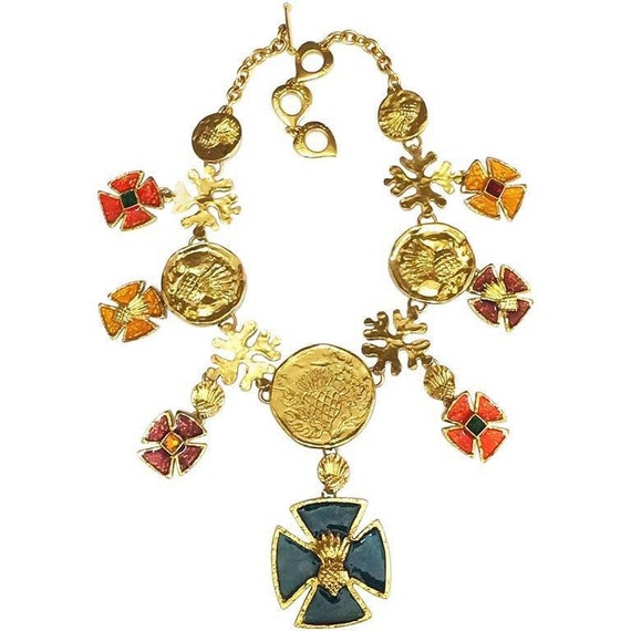MINT Vintage 1990s Yves Saint Laurent Statement Necklace. Colorful