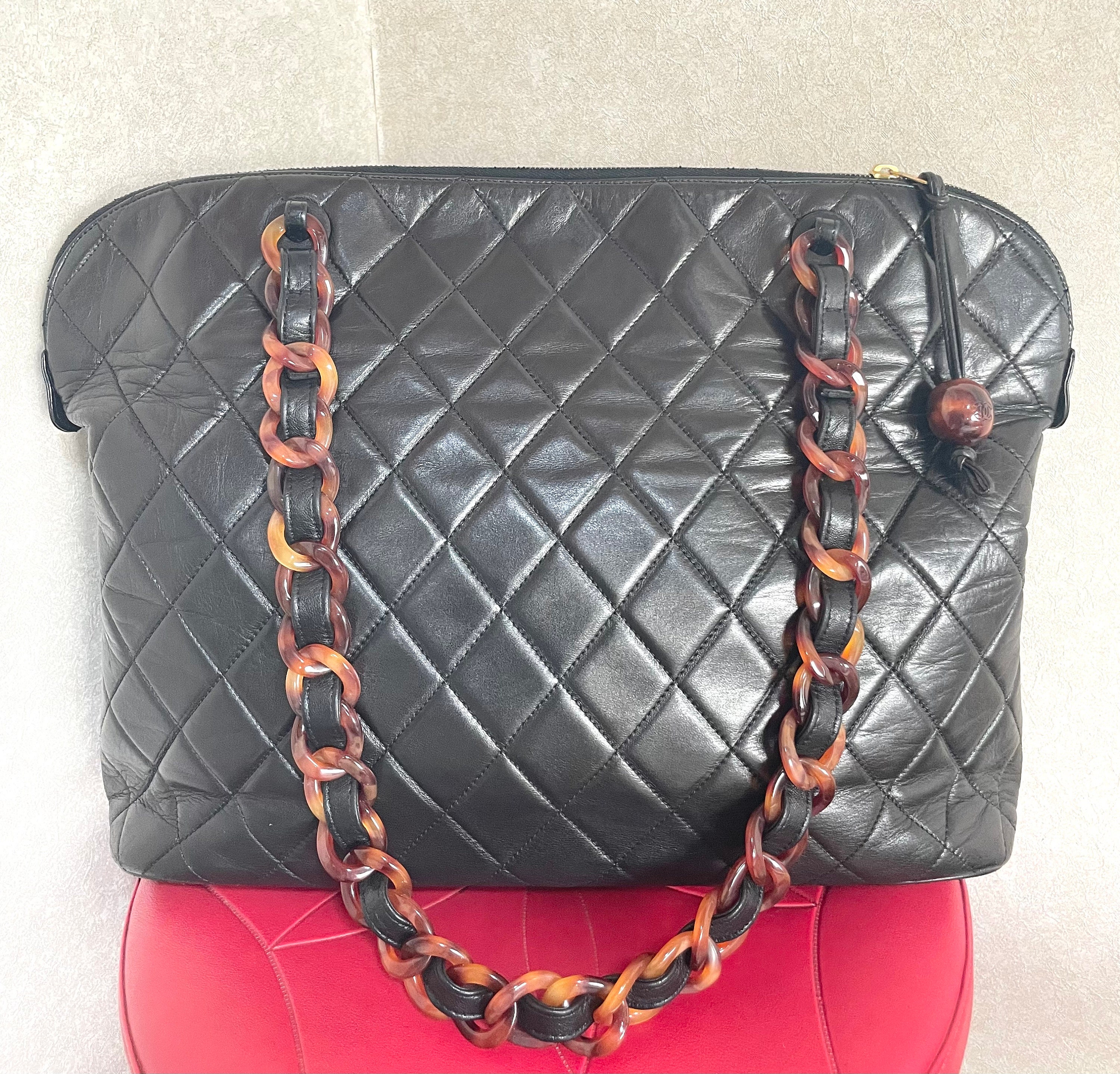 vintage chanel quilted tote bag