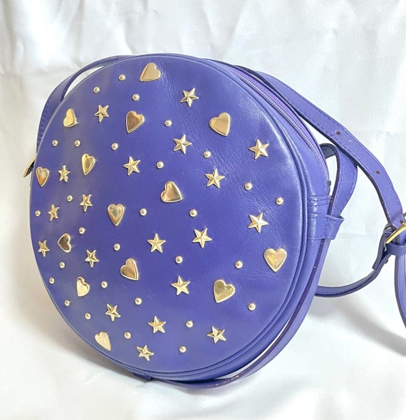 Vintage Yves Saint Laurent purple round bag with … - image 2