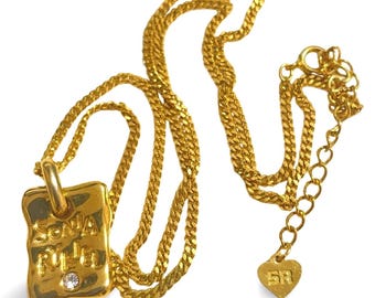 ソニアリキエル ヴィンテージ SR ロゴ ゴールドメッキ ネックレス