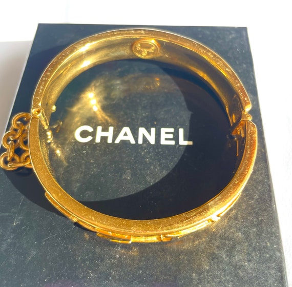W5 Vintage Chanel golden bangle with logo marks a… - image 9