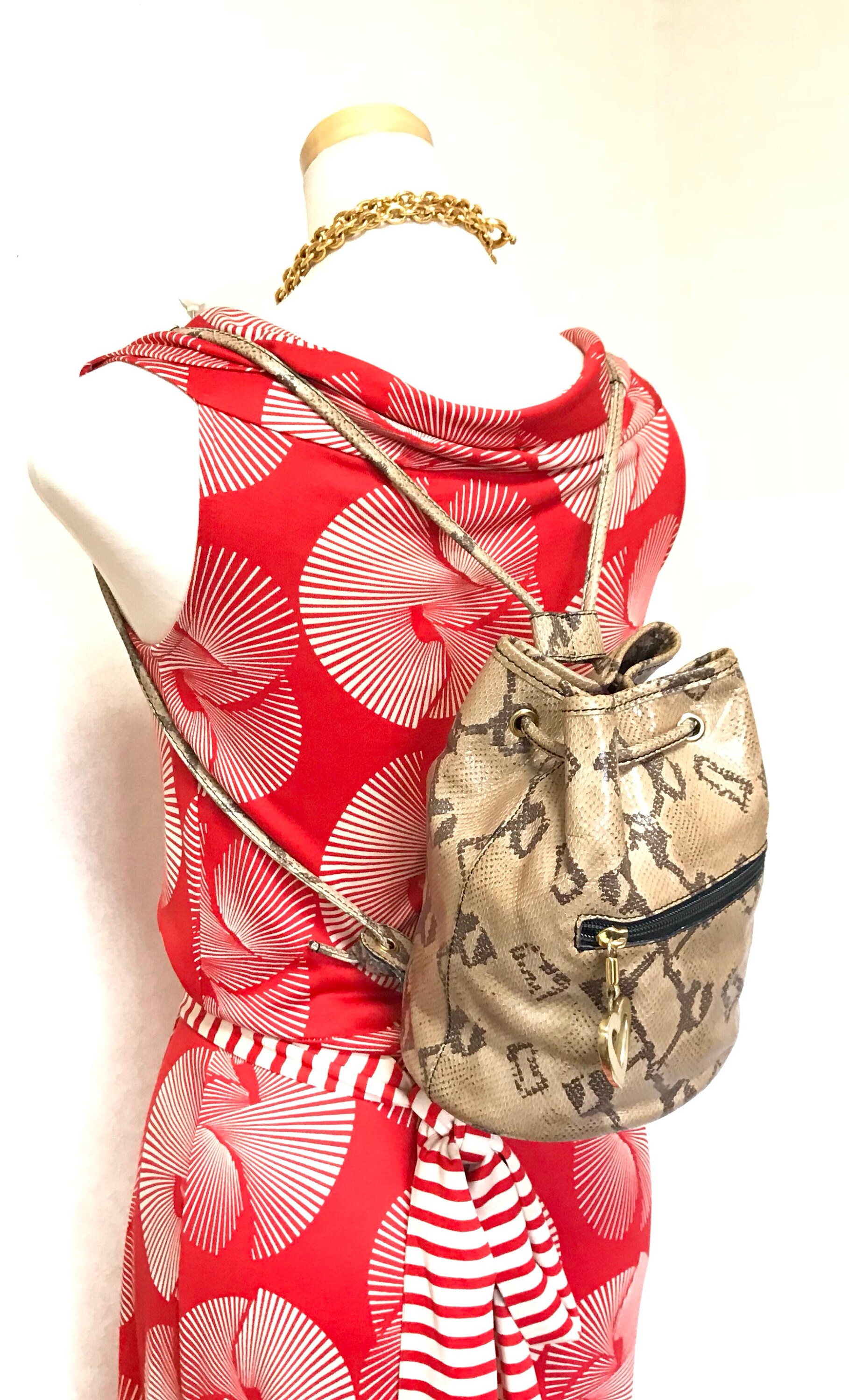 90’s. MOSCHINO Leather rucksack Vintage MOSCHINO by Redwall Snakeskin Print Leather Mini