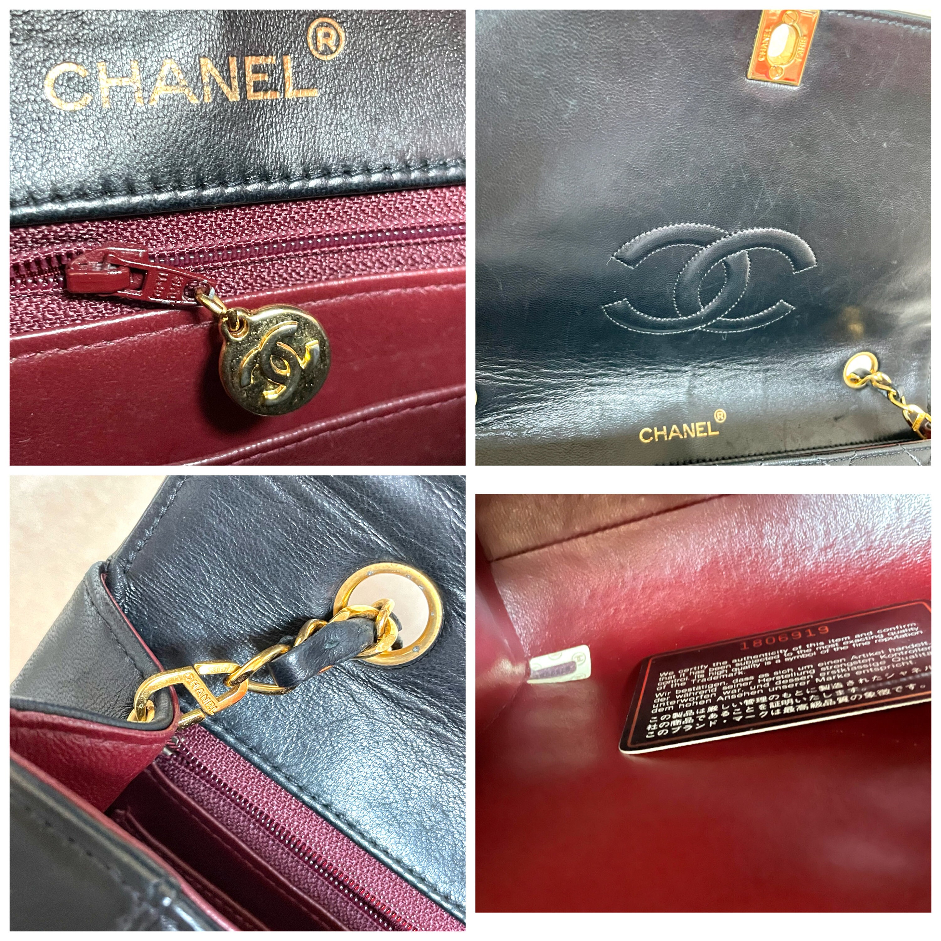 Vintage Chanel Black Lambskin Chain 2.55 Shoulder Bag With 