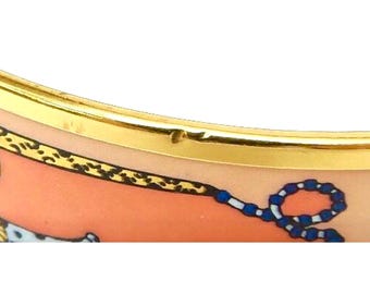Vintage Hermes Gold and Pink Cloisonne Enamel Bangle With