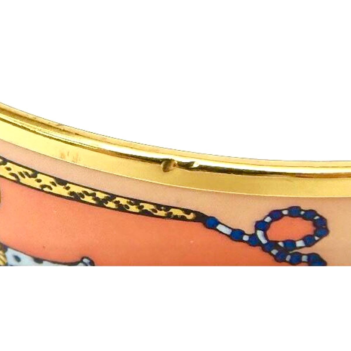 Vintage Hermes Gold and Pink Cloisonne Enamel Bangle With