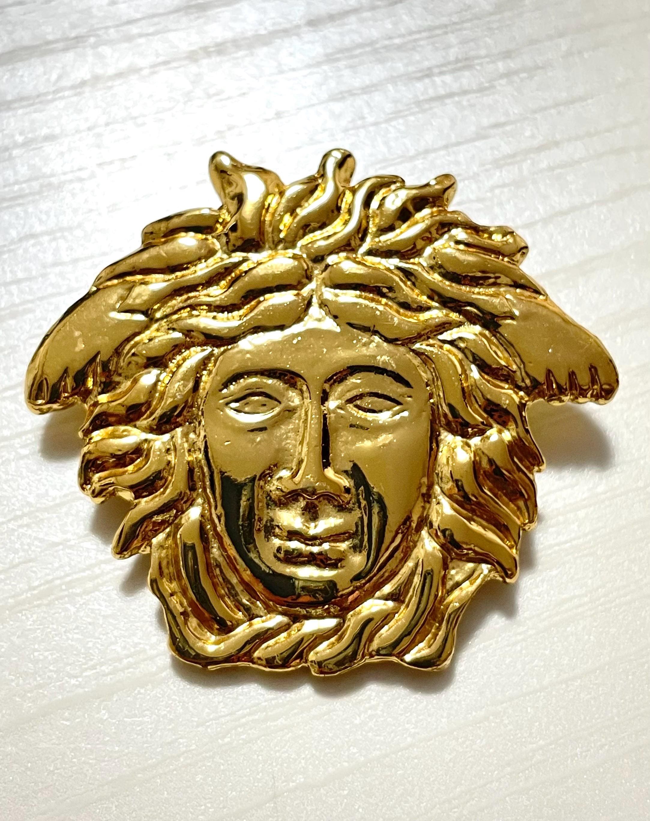 Vintage Gianni Versace Gold Tone Medusa Head Brooch – Made in