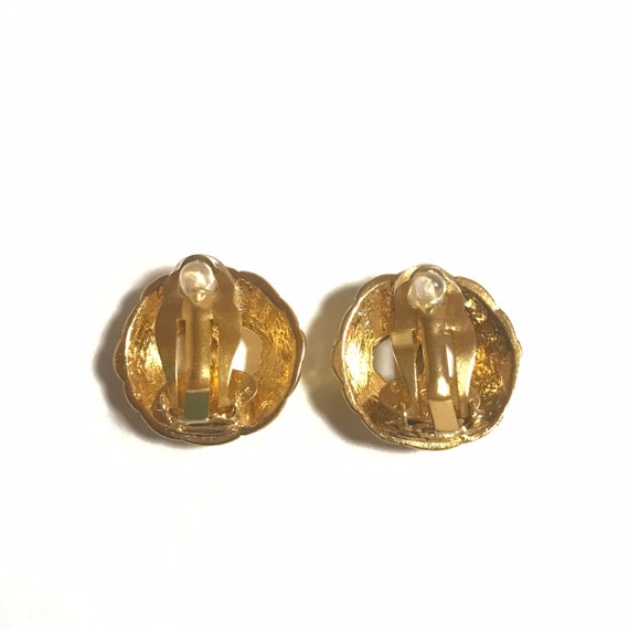 Buy Vintage CHANEL Gold Tone Round Earrings With CC Mark. Classic