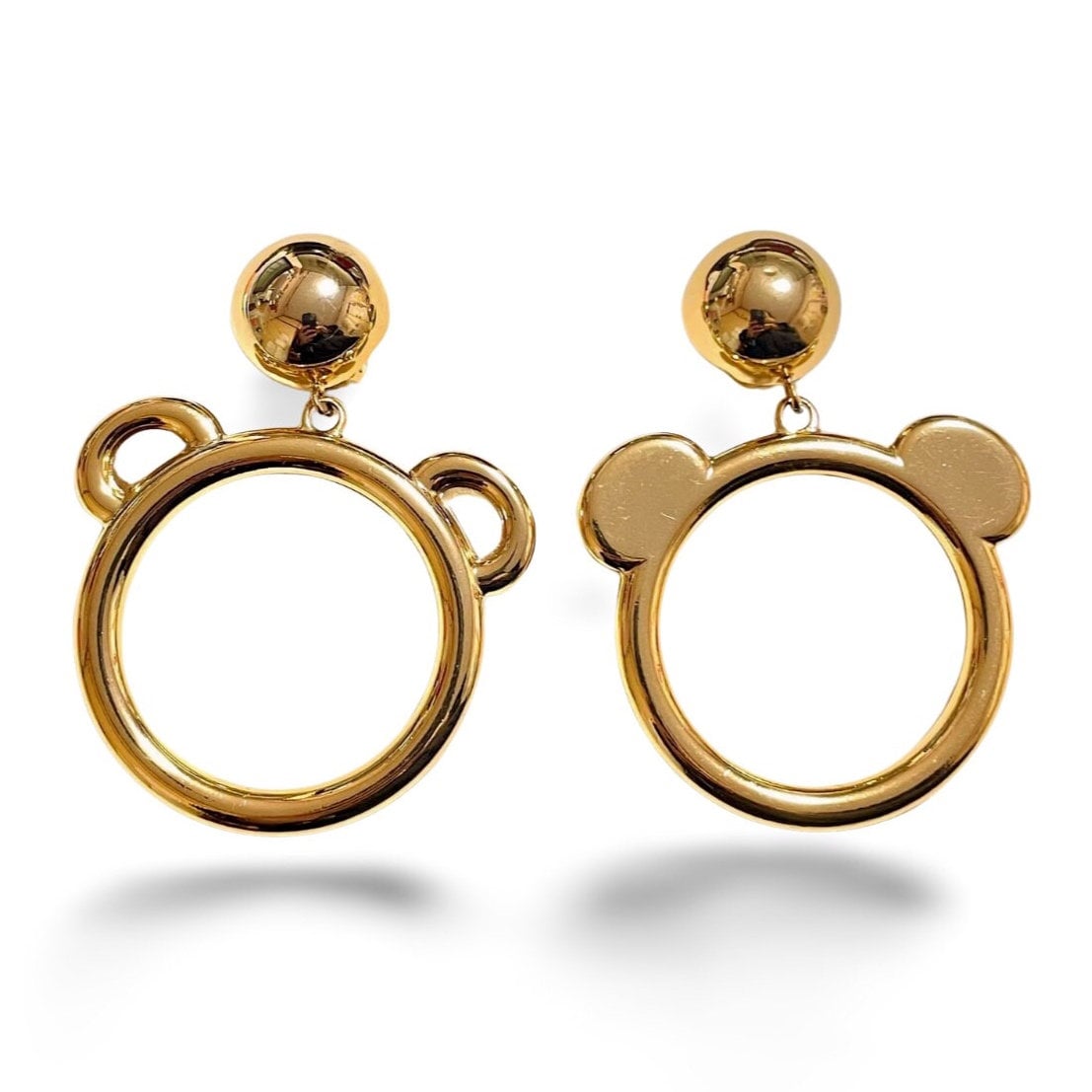 【関税込み】Moschino ゴールド スモール Teddy Bear ピアス MINT. Vintage Moschino Golden Extra Large Hoop Design Bear