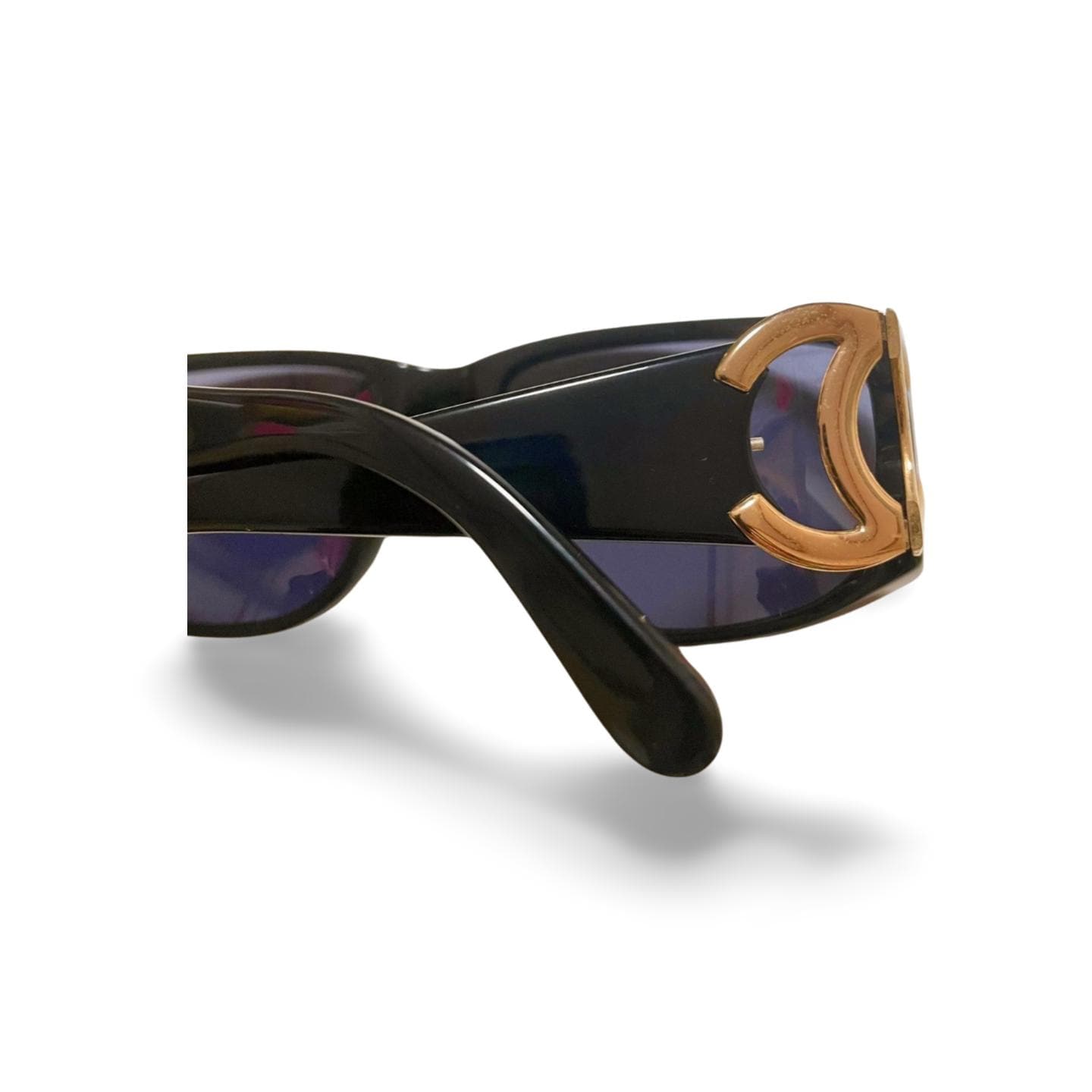 Vintage CHANEL Black Frame Sunglasses With Large CC Motifs at