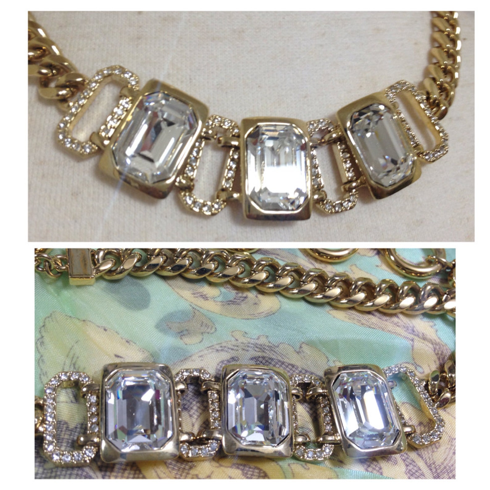 MINT. Vintage Givenchy gold tone chain statement necklace with Etsy