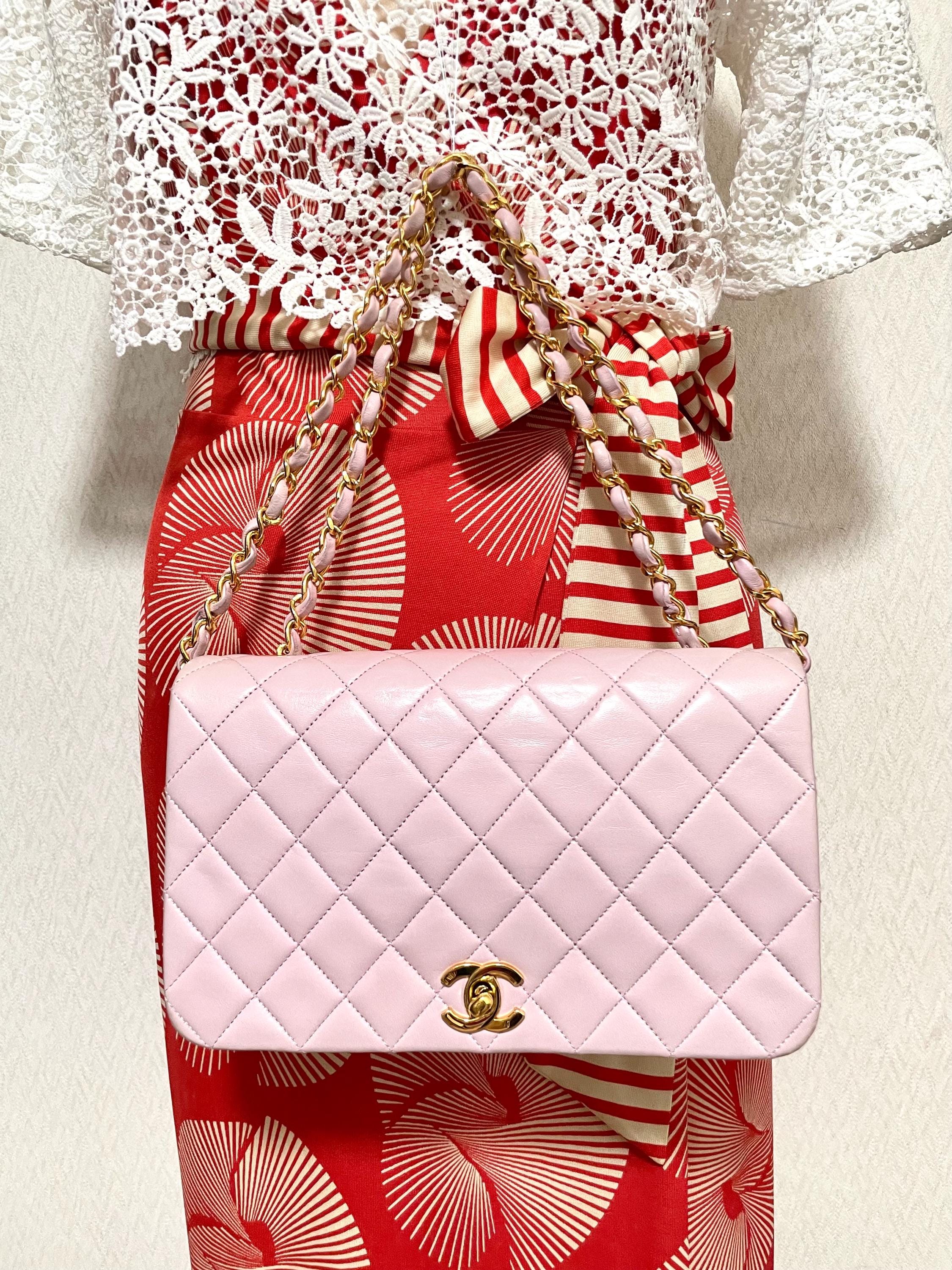 1990s Vintage CHANEL 2.55 Milky Pink Lambskin Shoulder Bag With 1990s Vintage CHANEL 2.55 Milky Pink Lambskin Shoulder Bag With