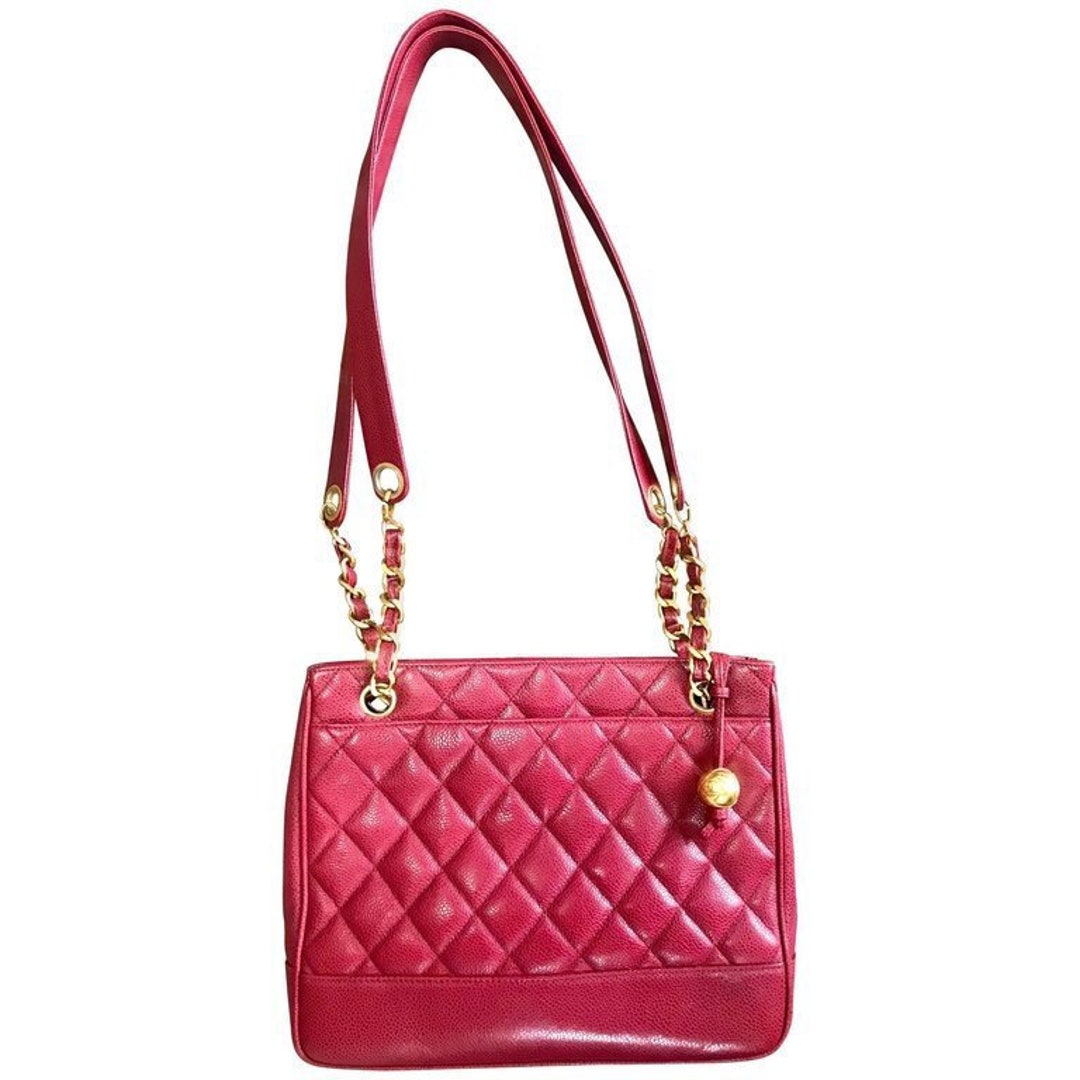 Red Chanel Quilted Caviar Grand Logo Duffle Bag – Designer Revival