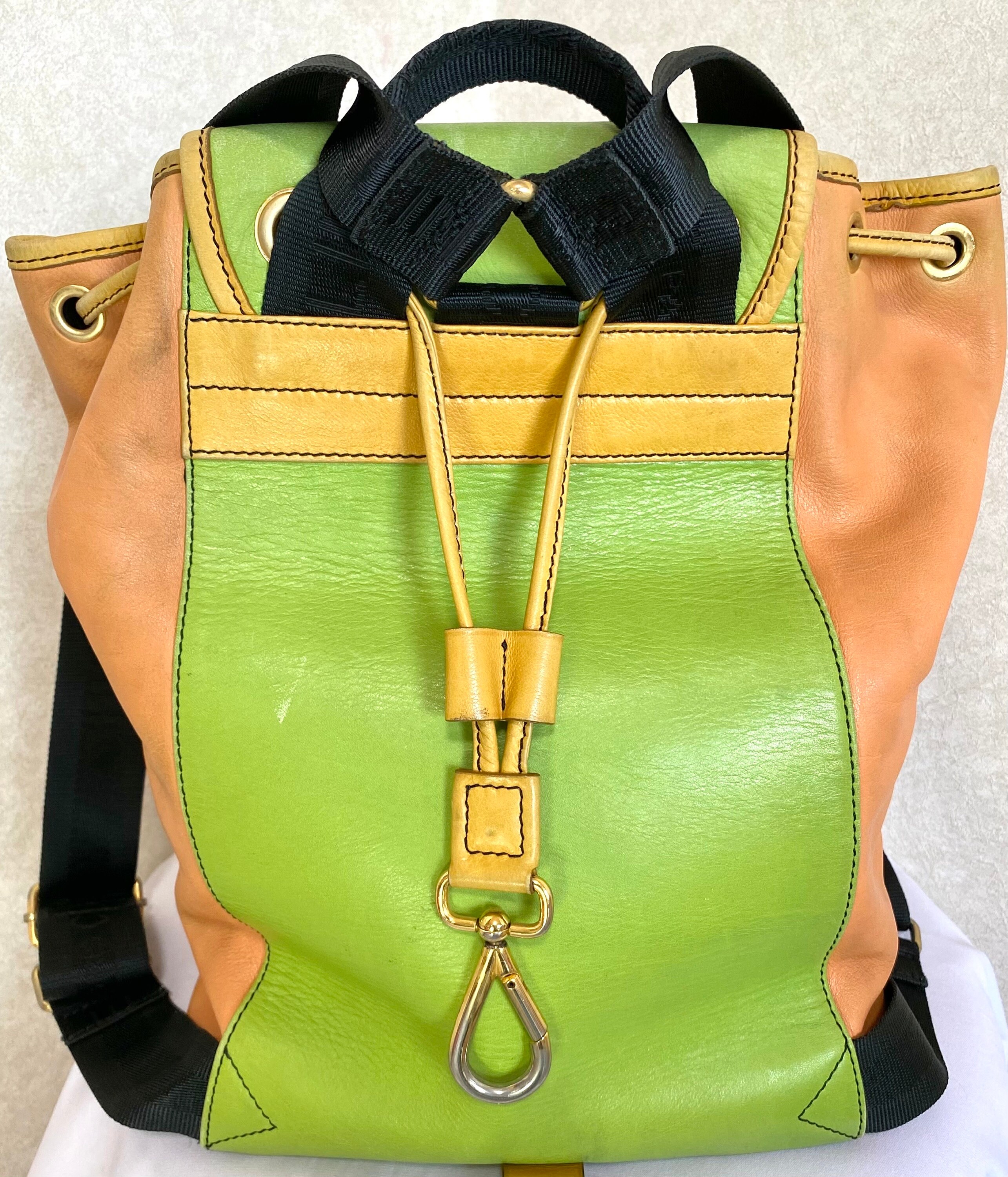 Vintage Celine Genuine Leather Backpack in Colorful Patchwork