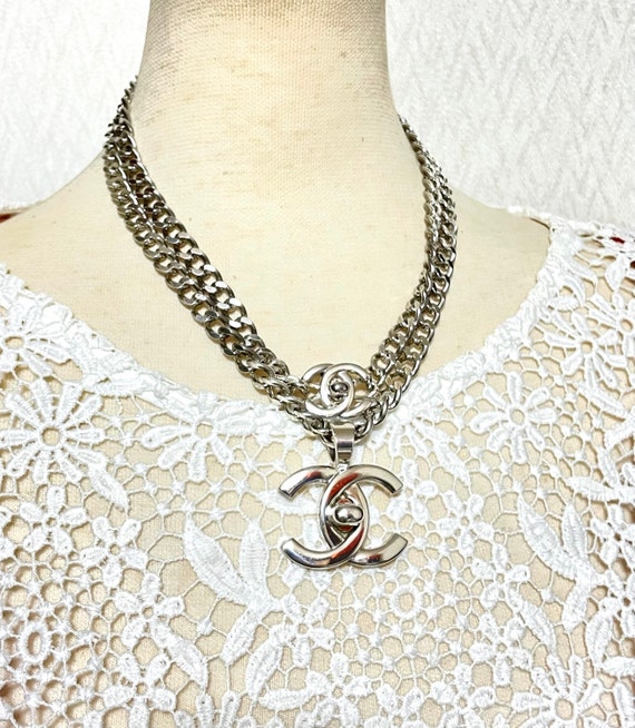 Chanel Vintage Turn Lock CC Logo Necklace | Rent Chanel jewelry for  $55/month