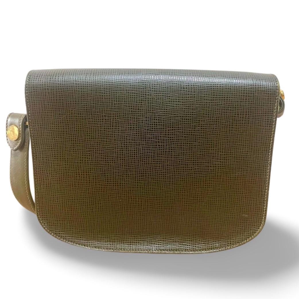 Vintage Hunting World Khaki Genuine Leather Shoulder Bag With