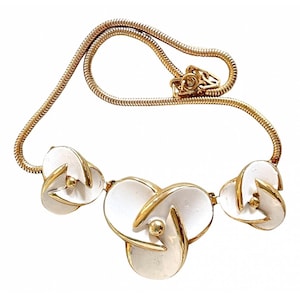 Vintage Christian Dior white flower charm necklace. Rare and one of a kind old jewelry piece. 0410051