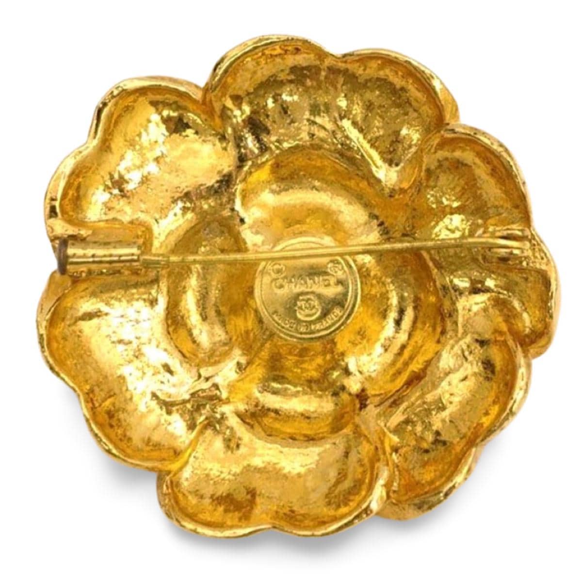 Vintage CHANEL Golden Camellia/rose Flower Pin Brooch. Good for