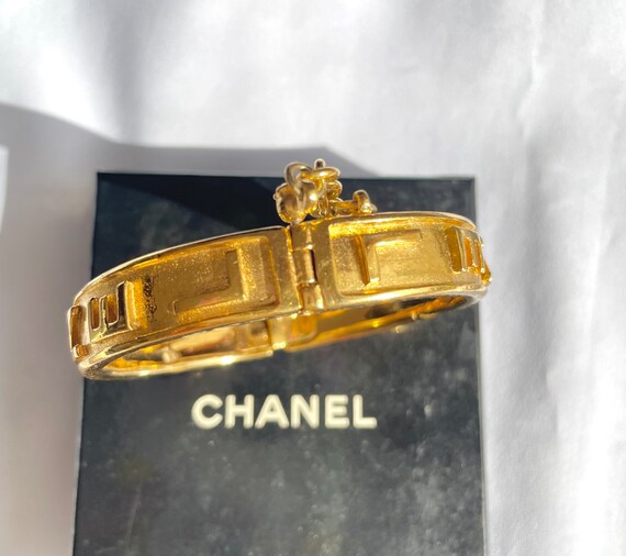 W5 Vintage Chanel golden bangle with logo marks a… - image 6