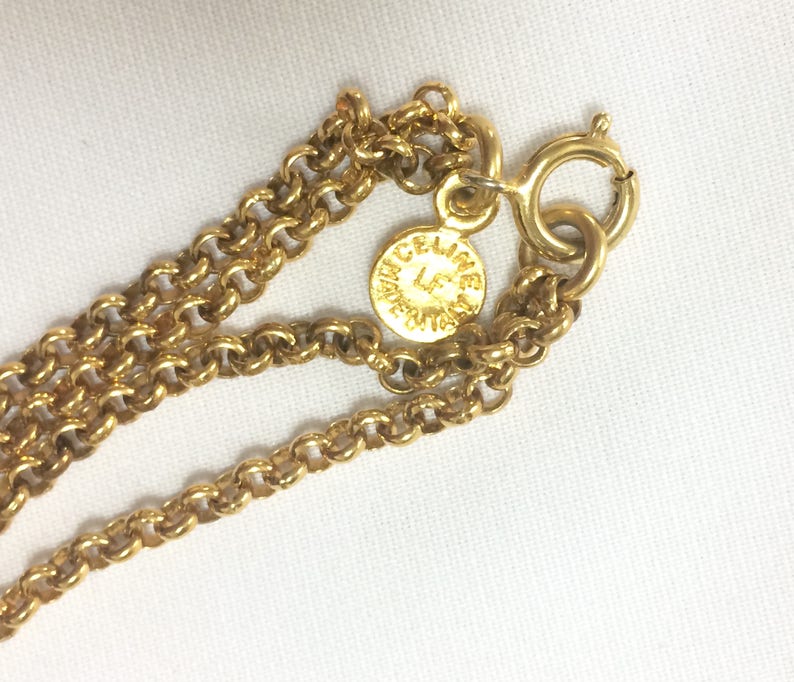 Vintage Celine gold chain necklace with blason and macadam | Etsy