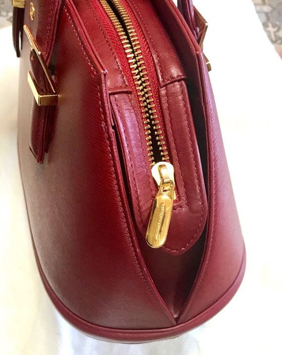 Vintage Valentino Garavani wine leather handbag w… - image 6