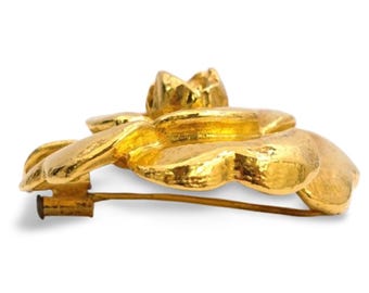 Vintage CHANEL Golden Camellia/rose Flower Pin Brooch. Good for