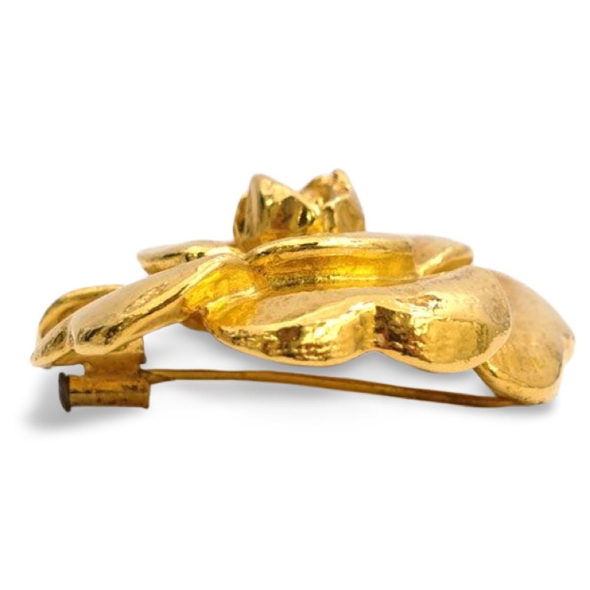 Vintage CHANEL Golden Camellia/rose Flower Pin Brooch. Good for