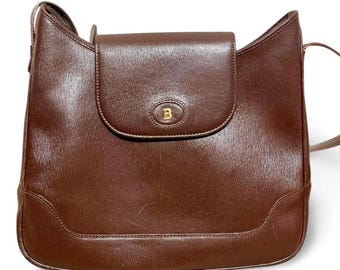 80's Vintage BALLY Black Boxcalf Leather Kelly Bag. Classic
